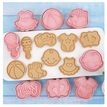 1/8pcs Baby Shower Cookie Cutters 3D Karu Söötmine Pudel Biskviit Reljeef Lõikur Cute Cartoon Tempel Lapsed DIY Sünnipäeva