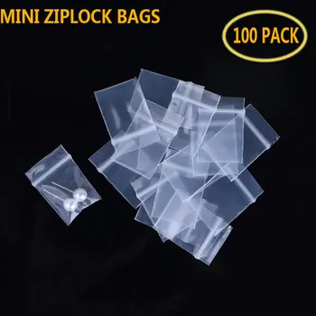 100tk läbipaistvast Plastikust Mini Ziplock Ehted Kotid Väikeste Rohkem Paksem Crystal Pakendamise Kotid on Korduvkasutatavad Pochette Tõmblukk Koti Lukk