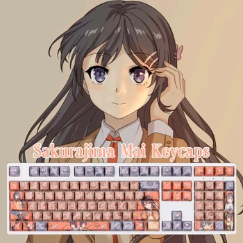 108 Võtmed Sakurajima Mai keycaps Anime Keycap Kirss Profiili PBT Värvi Sublimatsioon Mehaaniline Klaviatuur Keycap Jaoks MX Lüliti 61/104
