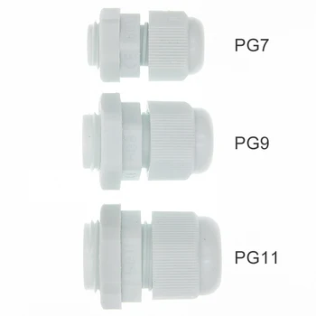 10tk IP68 PG7 PG9 PG11 3-6.5 mm-10 mm, Traat, Kaabel CE-Valge Veekindel Nailon Plastikust Hülsstihend Pistik