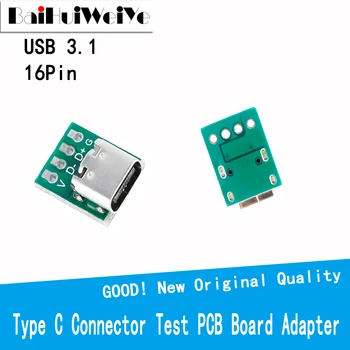 10tk USB-3.1 C-Tüüpi Konnektor 16 Pin Test PCB Pardal Adapter 16P Pistiku Pesa Andmete juhtmed Üleandmise Naine, Et 2.54 mm