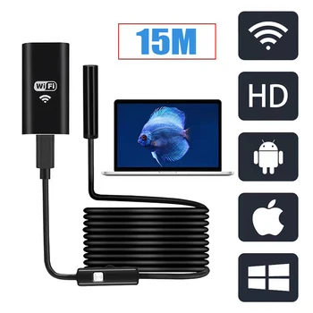 15M HD veealuse kaamera veekindel IP67 visuaalne kalapüügi seadme WiFi-ühendus mobiiltelefoni tablett 8LED valgustatud kala leidja