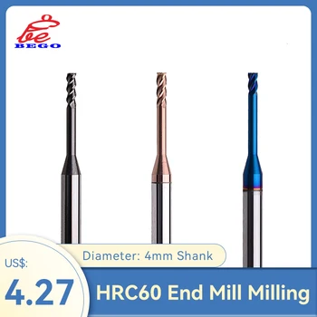 1tk Hrc60 2/3/4 Flööt Volframkarbiid End Mill Freesimine Cnc Cutter Routerbits Pikk Flööt Endmills 1mm 1,5 mm 2 mm 2,5 mm-3.0 mm