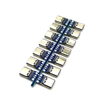 1tk USB-C 3.1 C-Tüüpi Pistik USB-14 Pin Emane Pesa nõu Läbi Aukude PCB 180 Vertikaalne Kilp kogupikkus 14.6 mm