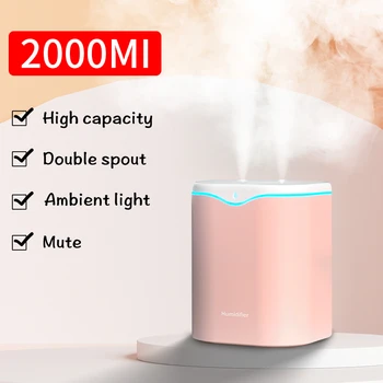 2000ML Topelt Otsik Õhu Niisutaja eeterliku Õli Lõhn Hajuti Koos Coloful LED Aroomiteraapia Difuusor, Ultraheli Õhuniisutid