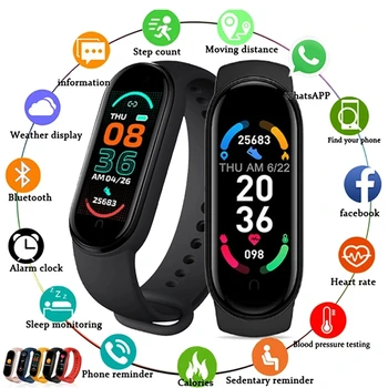 2021 M6 Smart Watch Naised Mehed Sport Käevõru Bluetooth Smartwatch Südame Löögisageduse Fitness Jälgimine Xiaomi Apple Android Kellad