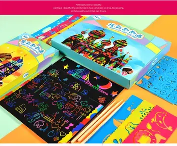 21x29.7 CM A4, 50 Lehte DIY Kraapides Maali-Joonistus-Mänguasjad, Laste Värvide Õppimine Märkmikud Värvimine Kraapides Sülearvutid Lapsed Mänguasjad