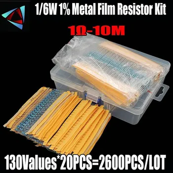 2600pcs 130values 1/6W 1% Metal Film Takistid Assortii Pack Komplekt Komplekt Palju Sortiment Fikseeritud mahtuvusega Kondensaatorid