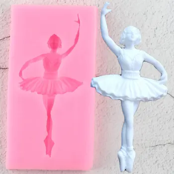 3D balletitantsija Tüdrukud Silikoonist Vormid Beebi Sünnipäeva Cupcake Torukübar Fondant Kook Dekoreerimiseks Vahendid, Kommid, Šokolaad, Gumpaste Hallitusseened