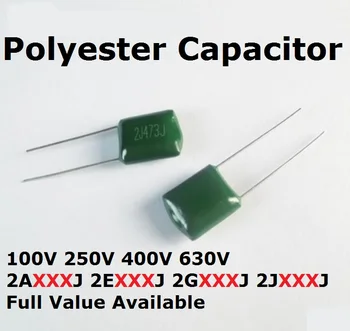 50PC 630V 2J222J 2J152J 100V 2A563J 2A683J 2A823J 2A104J 100V Polüester kondensaator 56/68/82/100/0.0/0.00/1.5/2.2/NF/UF