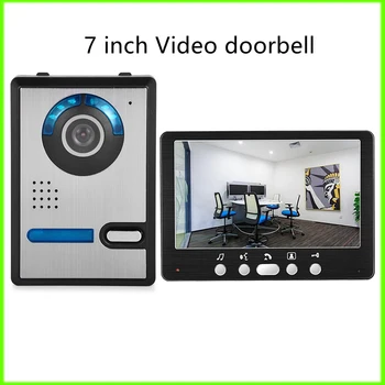7inch Video Intercom Uksekell Ekraan TFT LCD Juhtmega Home Villa Turvalisuse HD Öise Nägemise Avada Ukse Kella 1 2 Kaamera 1 2 Monitori
