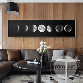 Abstraktne Salapärane Eclipse Protsessi Lõuendile Maali Nordic Must Valge Seina Kunst Elutuba, Magamistuba Home Decor Plakat Prindi