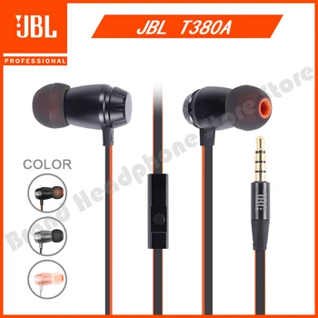 Algne JBL T380A In-Ear Juhtmega Kõrvaklappide Stereo, Bass Kõrvaklappide 3.5 MM Juhtmega In-Ear Kõrvaklapid Metallist HIFI Kuular Koos Mikrofoniga
