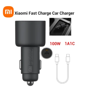 Algne Xiaomi 100W Auto Laadija Dual USB Quick-Charge Mi Auto Laadija USB-USB-A-C Dual Väljund LED-Valguse 5A-Kaabel