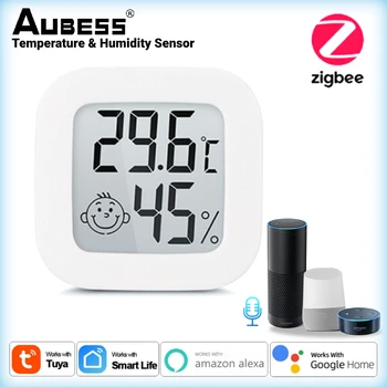 AUBESS Tuya ZigBee Temperatuuri Ja Niiskuse Andur-Detektori Smart Home Termomeeter Hygrometer Jaoks Alexa Google Assistent