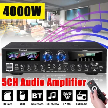 AV555BT 4000W 5CH Kodu Võimendid, Audio-Bass Heli Võimsus bluetooth Digitaalne Võimendi Hifi FM-USB-SD-LED-Kõlarid Subwoofer