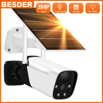BESDER 3MP päikesepaneel WiFi IP Kaamera H. 265 Inimeste Avastada Traadita Väljas Laetav Aku Jõul CCTV Video Valve