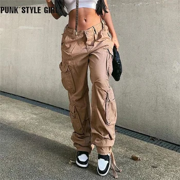 Cyber Hipi Cargo Püksid Suured Taskud Naiste Sügis Vintage Teksad Streetwear 90NDATEL Grunge Harajuku Soised Jogger Kpop