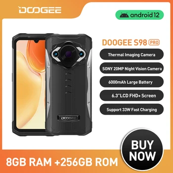 DOOGEE S98 Pro 8GB+256GB Mobiiltelefon 15W Traadita Laadimise IP68/69 Android 12 Karm Telefon Helio G96 Thermal Imaging kaamera Telefon