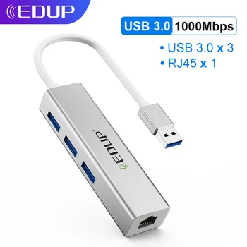 EDUP 4 In 1 USB3 HUB.0 Tüüp C 1000Mbps keskus Rj45 Ethernet Adapter Arvuti Lisaseadmed MacBook Sülearvuti Windows10