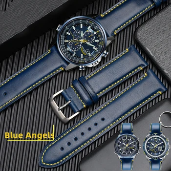 Eest Kodanik AT8020 JY8078 sinine käepael tõeline nahast rihm 22mm 23mm sinine Watch Band tagaistme lukk käevõru