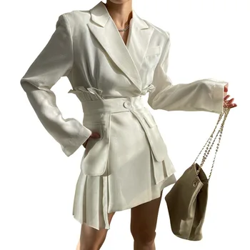 Elegantne 2023 Kevadel Naiste Ülikond, Kleit Koos Vöö Pikad Varrukad Ruffles Mini Lühike Seelik Vabaaja Streetwear Prom Pool Õhtul Kleit