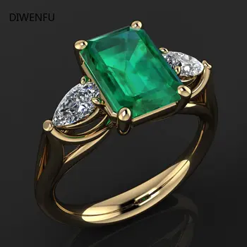 Emerald Kollane Kuld Ehted Roheline Rõngad Naiste Diamant Bizuteria Anillos De Puhas Smaragd Gemstone Kuld Sõrmus Kingitus Armastab