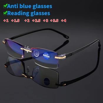 Frameless anti-sinine lugemise prillid, naised ja mehed, ultralight lugemise prillid, dioptri +1.0 1.5 2 2.5 4.0