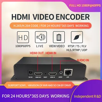 HDMI-H265 H264 1080P60FPS Video Kodeerija, et IP-Voogesituse Tugi SRT/RTMP/RTSP/TS/HLS-M3U8/FLV/UDP Protokoll