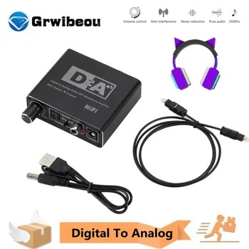 HIFI DAC Amp Digitaal-Analoog Audio Converter Dekooder 3,5 mm AUX RCA Võimendi Adapter Toslink Optiline Koaksiaal Väljund DAC 24 Dit