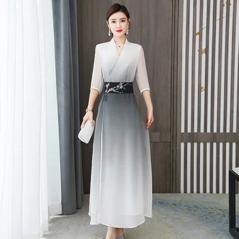 Hiina Traditsiooniline Hanfu Naiste Qipao Pikk Kleit 2022 Hiina Harajuku Stiilis Vintage Aasia Kleidid Rüü Eleganti Vestido De Mujer