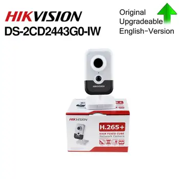 Hikvision Originaal DS-2CD2443G0-IW Wi-Fi, Kaamera Video Valve 4MP IR 10M Fikseeritud Cube Wireless IP Kaamera, kahesuunaline Audio H. 265+
