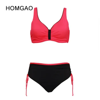 HOMGAO Supelrõivad Naiste Sexy Kõrge Vöökoht Ujumistrikood Push Up Suured Kahe Töö Bikinis 2022 ujumispüksid Naiste Komplekt 2XL-4XL
