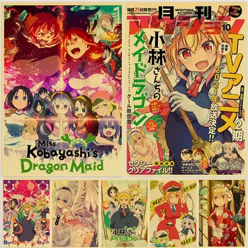 Jaapani Anime Miss Kobayashi on Dragon Neiu Plakat Jõupaber Prindib Kunsti Maali Vintage Plakatid Koju, Tuba Decor Seina Kleebised