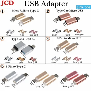 JCD Micro-Usb-Mees-Tüüpi-c Micro usb Tüüp C/ 8 Pin Micro-USB / C-Tüüpi Adapteri Tüüp-C USB 3.0 OTG Konverteri Adapter