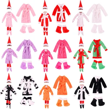 Jõulud Elf Doll Riided 2tk=1 Plush Pidžaama+1 Sokke Elf Doll Kingad Kasukas FreeShipping Nukk Tarvikud Tüdruk Pole Nukk