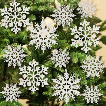 Jõulud Valge Lumehelves Kaunistused Plastikust Glitter Lume Helbed, Kaunistused Talvel jõuluehted Käsitöö Lumehelbed