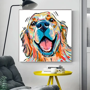 Kaasaegne Kuldne Retriiver Lõuendile Maali Plakatid ja Pildid Seina Art Pilte elutuba, Magamistuba Home Decor Koerad Cuadros
