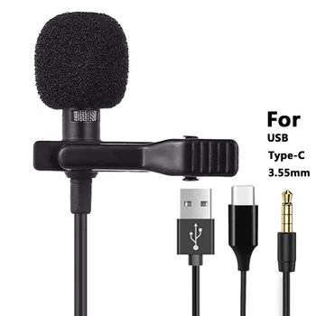 Kaasaskantav Mini Mikrofon 1,5 m Lavalier Clip-Revääri Mic Juhtmega USB ja 3,5 mm Tüüp-C-Kondensaatori Microfon Telefoni Mac Sülearvuti