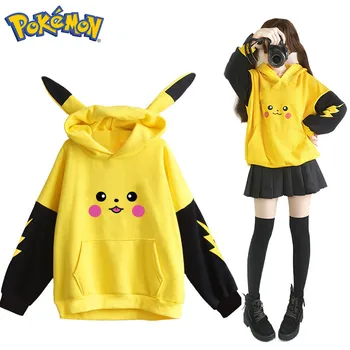 Kawaii Pokemon Pikad Varrukad Topp Armas Anime Pikachu Cosplay Dressipluus Hupparit Talve Naine Suurendada Paks Harajuku Riided