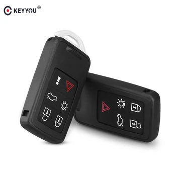 KEYYOU Asendamine 5/6 Nupud Smart Remote Auto Key Shell Juhul Fob Kate Volvo S60 V60 S70 ja V70 XC60 ja XC70 2007-2017 Võti