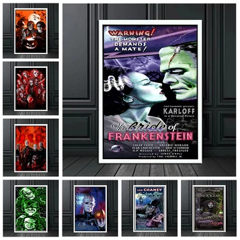 Klassikaline Horror Filme, Plakateid Frankenstein Hellraiser Lõuendile Maali Poster ja Print Seina Art Plakatid Baar Kohvik Kodu Kaunistamiseks