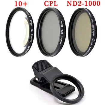 KnightX Professionaalne Telefoni Kaamera Makro Objektiiv CPL Star Variable ND-Filter kõik nutitelefonid 37mm 49mm 52mm 55mm 58mm colse üles