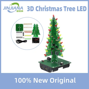 Kolme-Mõõtmeline (3D Christmas Tree LED DIY Kit Roheline/Kollane/Punane LED Flash Circuit Kit Elektrooniline Lõbus Suite