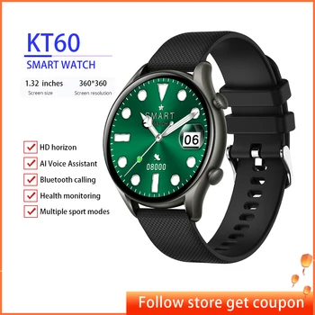 KT60 Smart Olge Mehed Naiste Käekell 2022 Smartwatch Veekindel Digitaalne Kellade 1.32 Tolline Fitness Käevõru Elektrooniline Kell