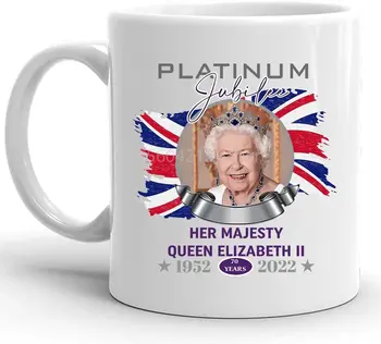 Kuninganna Elizabeth II Jubilee Platinum Kohvi Kruus 70 aasta Sünnipäeva 1952-2022 Keraamiline Kohvi Kruus 11oz Ohutu Kohv Tee Kruus