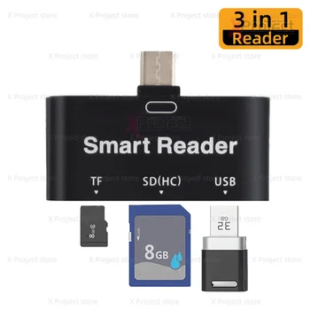 Kvaliteetne Mini 3 in 1 Liik-C USB 3.0 OTG SD/TF Extender Kaardi Smart Väline Adapter High Speed C-Tüüpi Mälukaardi Lugeja