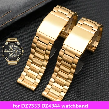 kvaliteetsest roostevabast terasest watchband jaoks DZ7333 DZ4344 randmepaela meeste suur dial gold tarvikud 24 26 28mm käevõru