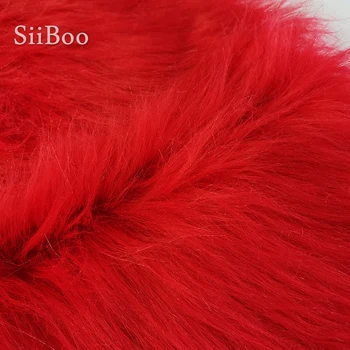 Kõrge hinne 9cm pikad juuksed punane faux karusnaha kangast talve mantel,vest,cosplay lava decor tasuta kohaletoimetamine 150*50cm 1piece SP2574
