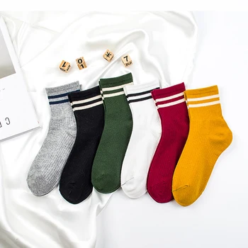 Kõrge Kvaliteediga 5 Paari/palju Naiste Sokid Sügis-Talv Triibuline õnnelik Sokid brändi Puuvillased Sokid Moe Uus